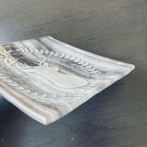 Rustic Glass Deer Jewelry Decor Tray - Picture 2 of 3